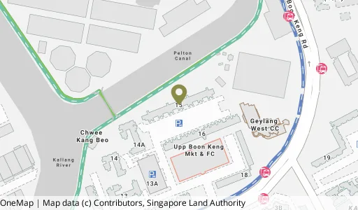 Location map of Blk 15 Upp Boon Keng Rd, a HDB resale block in Kallang/Whampoa, Singapore