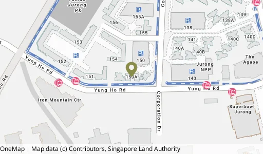 Location map of Blk 150A Corporation Dr, a HDB resale block in Jurong West, Singapore