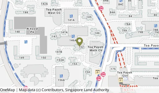 Location map of Blk 152 Lor 2 Toa Payoh, a HDB resale block in Toa Payoh, Singapore