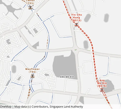 Map of the area around Blk 153 Ang Mo Kio Ave 5 in Ang Mo Kio, showing 400 m and 1 km rings and 3 primary schools within 1 km