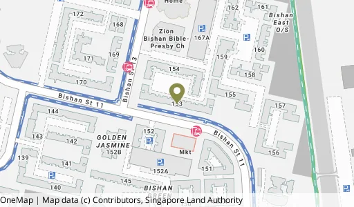 Location map of Blk 153 Bishan St 13, a HDB resale block in Bishan, Singapore