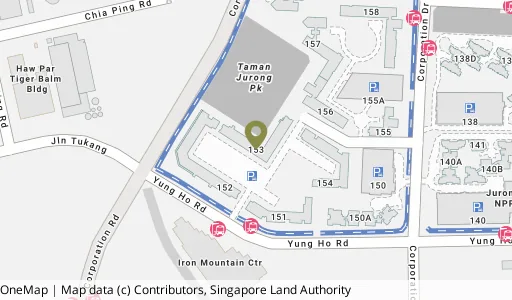 Location map of Blk 153 Yung Ho Rd, a HDB resale block in Jurong West, Singapore