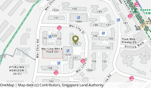 Location map of Blk 154 Mei Ling St, a HDB resale block in Queenstown, Singapore