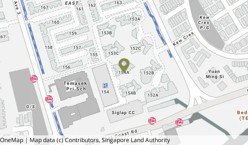 Location map of Blk 154A Bedok Sth Rd, a HDB resale block in Bedok, Singapore