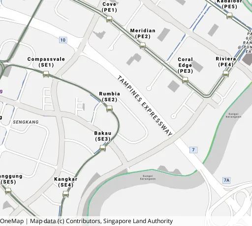 Map of the area around Blk 156 Rivervale Cres in Sengkang, showing 400 m and 1 km rings and 6 primary schools within 1 km
