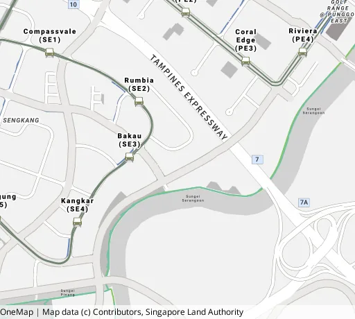 Map of the area around Blk 157A Rivervale Cres in Sengkang, showing 400 m and 1 km rings and 4 primary schools within 1 km