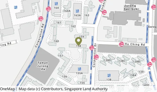 Location map of Blk 158 Yung Loh Rd, a HDB resale block in Jurong West, Singapore