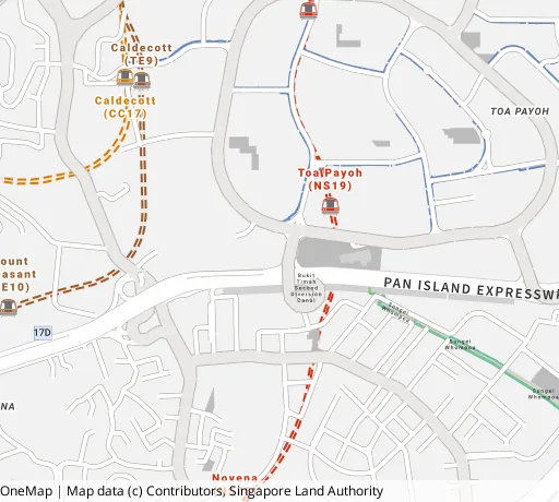 Map of the area around Blk 159 Lor 1 Toa Payoh in Toa Payoh, showing 400 m and 1 km rings and 2 primary schools within 1 km