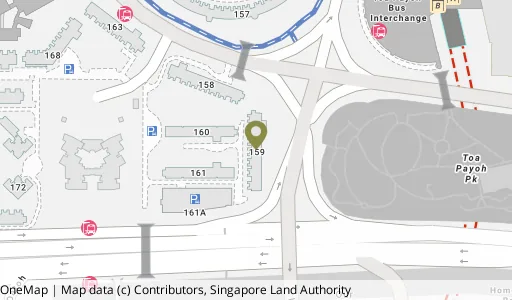 Location map of Blk 159 Lor 1 Toa Payoh, a HDB resale block in Toa Payoh, Singapore