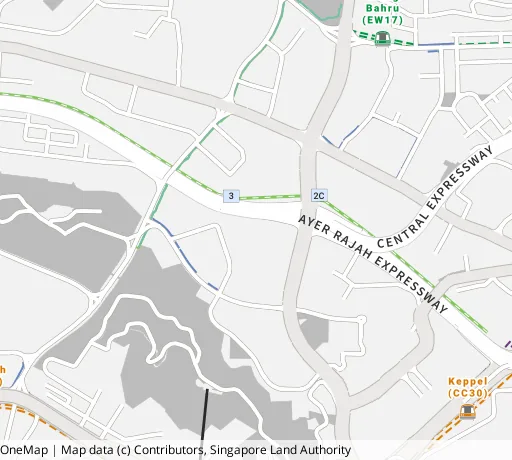 Map of the area around Blk 16 Telok Blangah Cres in Bukit Merah, showing 400 m and 1 km rings and 3 primary schools within 1 km