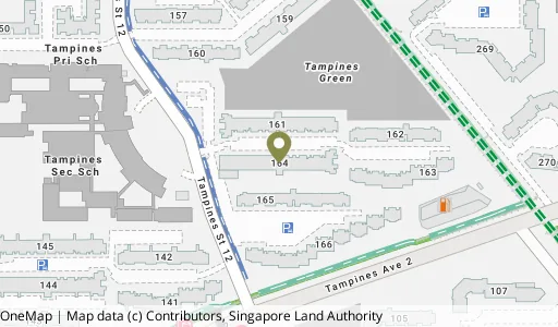 Location map of Blk 164 Tampines St 12, a HDB resale block in Tampines, Singapore