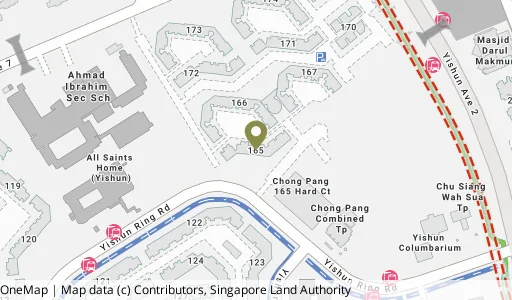 Location map of Blk 165 Yishun Ring Rd, a HDB resale block in Yishun, Singapore