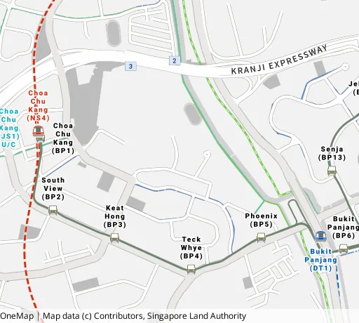 Map of the area around Blk 166A Teck Whye Cres in Choa Chu Kang, showing 400 m and 1 km rings and 3 primary schools within 1 km