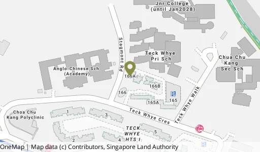 Location map of Blk 166A Teck Whye Cres, a HDB resale block in Choa Chu Kang, Singapore