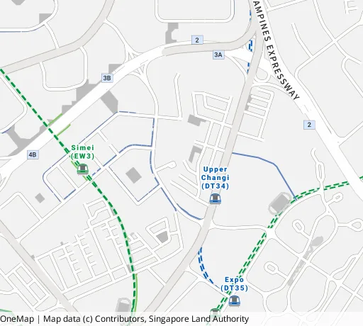 Map of the area around Blk 167A Simei Lane in Tampines, showing 400 m and 1 km rings and 1 primary school within 1 km