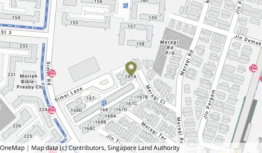 Location map of Blk 167A Simei Lane, a HDB resale block in Tampines, Singapore