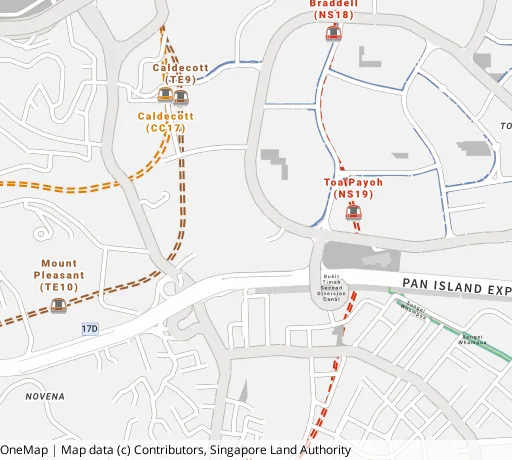 Map of the area around Blk 168 Lor 1 Toa Payoh in Toa Payoh, showing 400 m and 1 km rings and 2 primary schools within 1 km