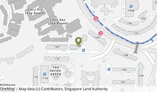 Location map of Blk 168 Lor 1 Toa Payoh, a HDB resale block in Toa Payoh, Singapore
