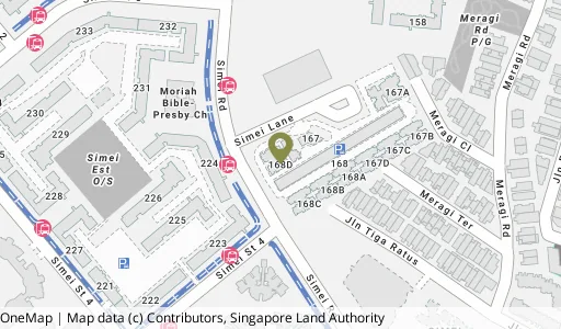 Location map of Blk 168D Simei Lane, a HDB resale block in Tampines, Singapore