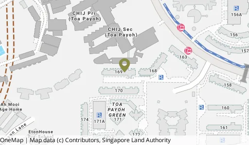 Location map of Blk 169 Lor 1 Toa Payoh, a HDB resale block in Toa Payoh, Singapore
