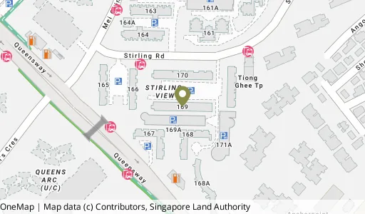 Location map of Blk 169 Stirling Rd, a HDB resale block in Queenstown, Singapore