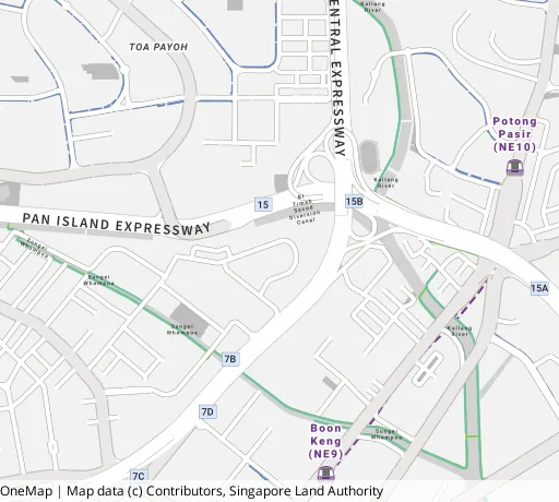 Map of the area around Blk 17 Jln Tenteram in Kallang/Whampoa, showing 400 m and 1 km rings and 3 primary schools within 1 km
