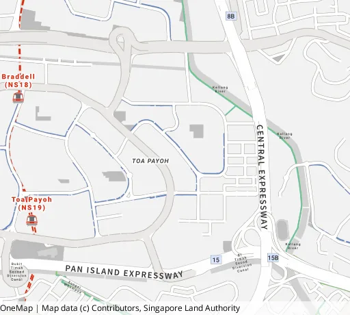 Map of the area around Blk 17 Lor 7 Toa Payoh in Toa Payoh, showing 400 m and 1 km rings and 2 primary schools within 1 km