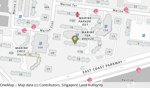 Location map of Blk 17 Marine Ter, a HDB resale block in Marine Parade, Singapore