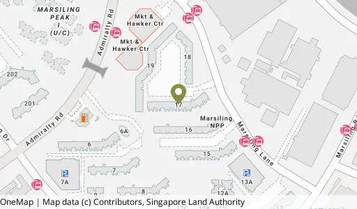 Location map of Blk 17 Marsiling Lane, a HDB resale block in Woodlands, Singapore