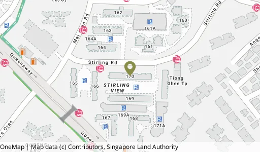 Location map of Blk 170 Stirling Rd, a HDB resale block in Queenstown, Singapore