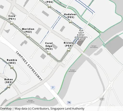Map of the area around Blk 170A Punggol Field in Punggol, showing 400 m and 1 km rings and 4 primary schools within 1 km
