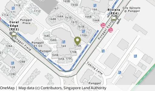 Location map of Blk 170A Punggol Field, a HDB resale block in Punggol, Singapore