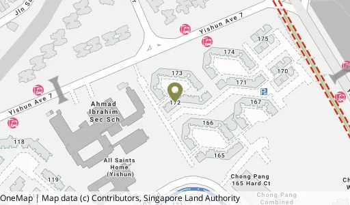 Location map of Blk 172 Yishun Ave 7, a HDB resale block in Yishun, Singapore