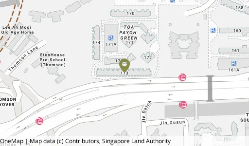 Location map of Blk 173 Lor 1 Toa Payoh, a HDB resale block in Toa Payoh, Singapore