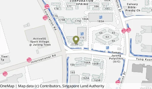 Location map of Blk 175A Yung Kuang Rd, a HDB resale block in Jurong West, Singapore