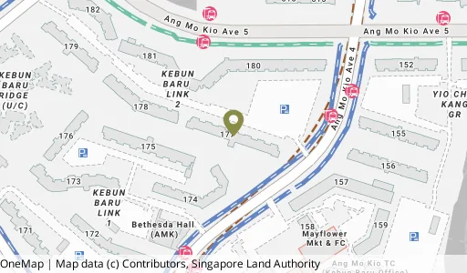 Location map of Blk 177 Ang Mo Kio Ave 4, a HDB resale block in Ang Mo Kio, Singapore