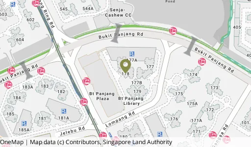 Location map of Blk 178 Lompang Rd, a HDB resale block in Bukit Panjang, Singapore