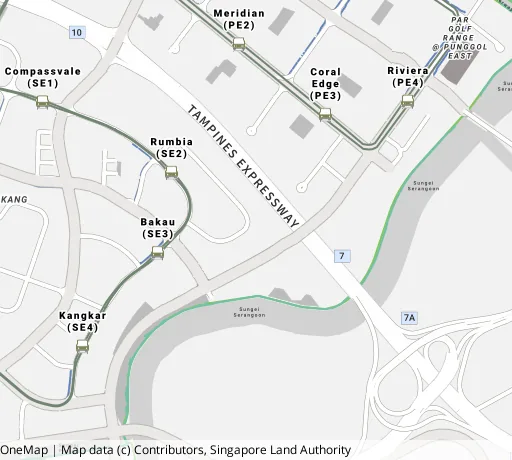 Map of the area around Blk 178A Rivervale Cres in Sengkang, showing 400 m and 1 km rings and 4 primary schools within 1 km