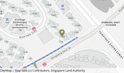 Location map of Blk 178B Rivervale Cres, a HDB resale block in Sengkang, Singapore