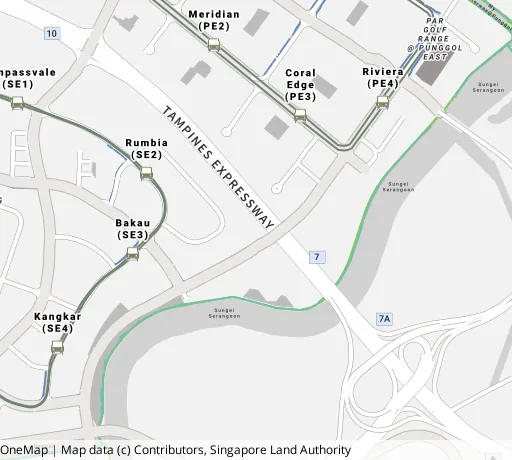 Map of the area around Blk 178D Rivervale Cres in Sengkang, showing 400 m and 1 km rings and 4 primary schools within 1 km