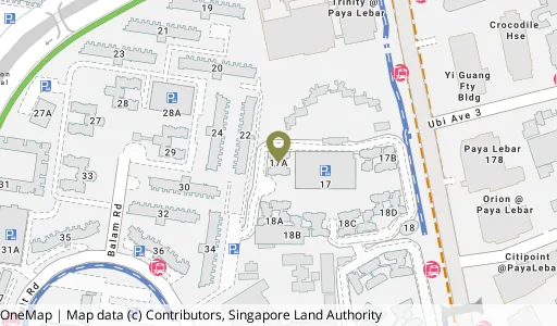 Location map of Blk 17A Circuit Rd, a HDB resale block in Geylang, Singapore