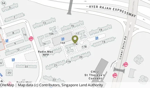 Location map of Blk 17A Telok Blangah Cres, a HDB resale block in Bukit Merah, Singapore