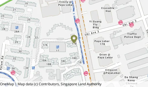 Location map of Blk 17B Circuit Rd, a HDB resale block in Geylang, Singapore