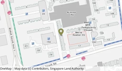 Location map of Blk 18 Bedok Sth Rd, a HDB resale block in Bedok, Singapore