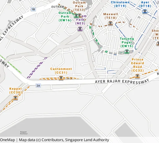 Map of the area around Blk 18 Cantonment Cl in Bukit Merah, showing 400 m and 1 km rings and 1 primary school within 1 km