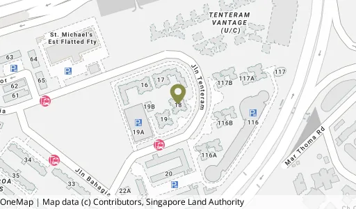 Location map of Blk 18 Jln Tenteram, a HDB resale block in Kallang/Whampoa, Singapore