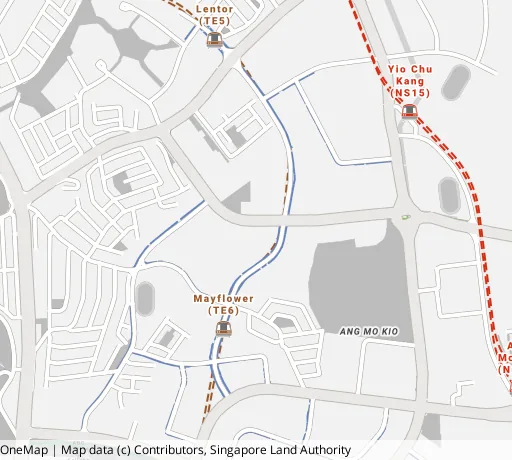 Map of the area around Blk 180 Ang Mo Kio Ave 5 in Ang Mo Kio, showing 400 m and 1 km rings and 3 primary schools within 1 km