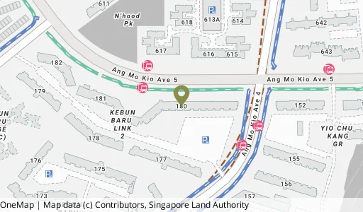 Location map of Blk 180 Ang Mo Kio Ave 5, a HDB resale block in Ang Mo Kio, Singapore