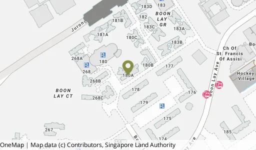 Location map of Blk 180A Boon Lay Dr, a HDB resale block in Jurong West, Singapore