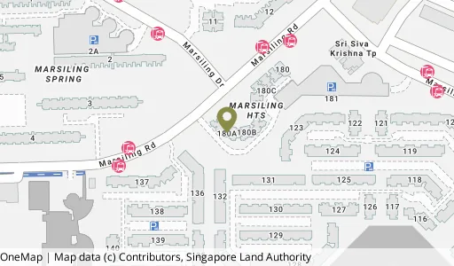Location map of Blk 180A Marsiling Rd, a HDB resale block in Woodlands, Singapore